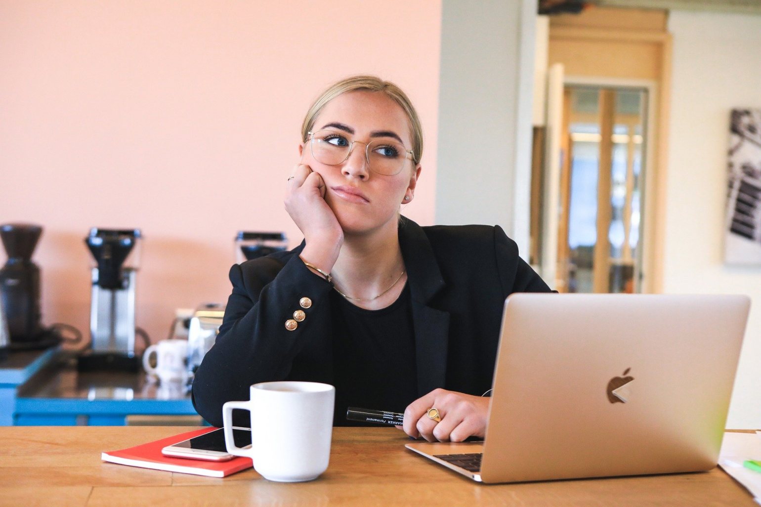 Woman at work bored in a meeting